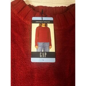 GAP Womens Large Crewneck Sweater Burgundy Red Ribbed Knit Cotton Blend NWT